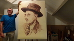 Selfie Sjaak Kools met poster Jacques Hurks
<br/>
Sjaak Kools, 2014-09-01